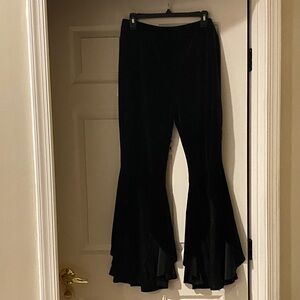 Black velveteen super flare Pants